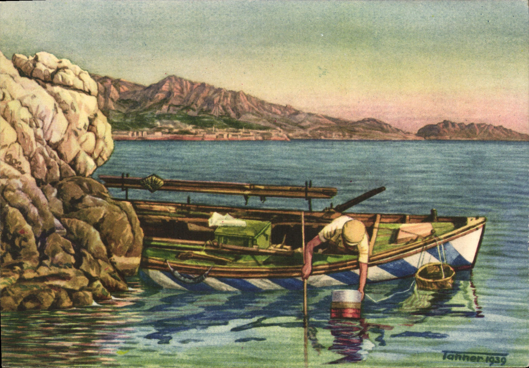 CPSM Marseille La Corniche La Peche Aux Oursins illustrateur TANNER 1939