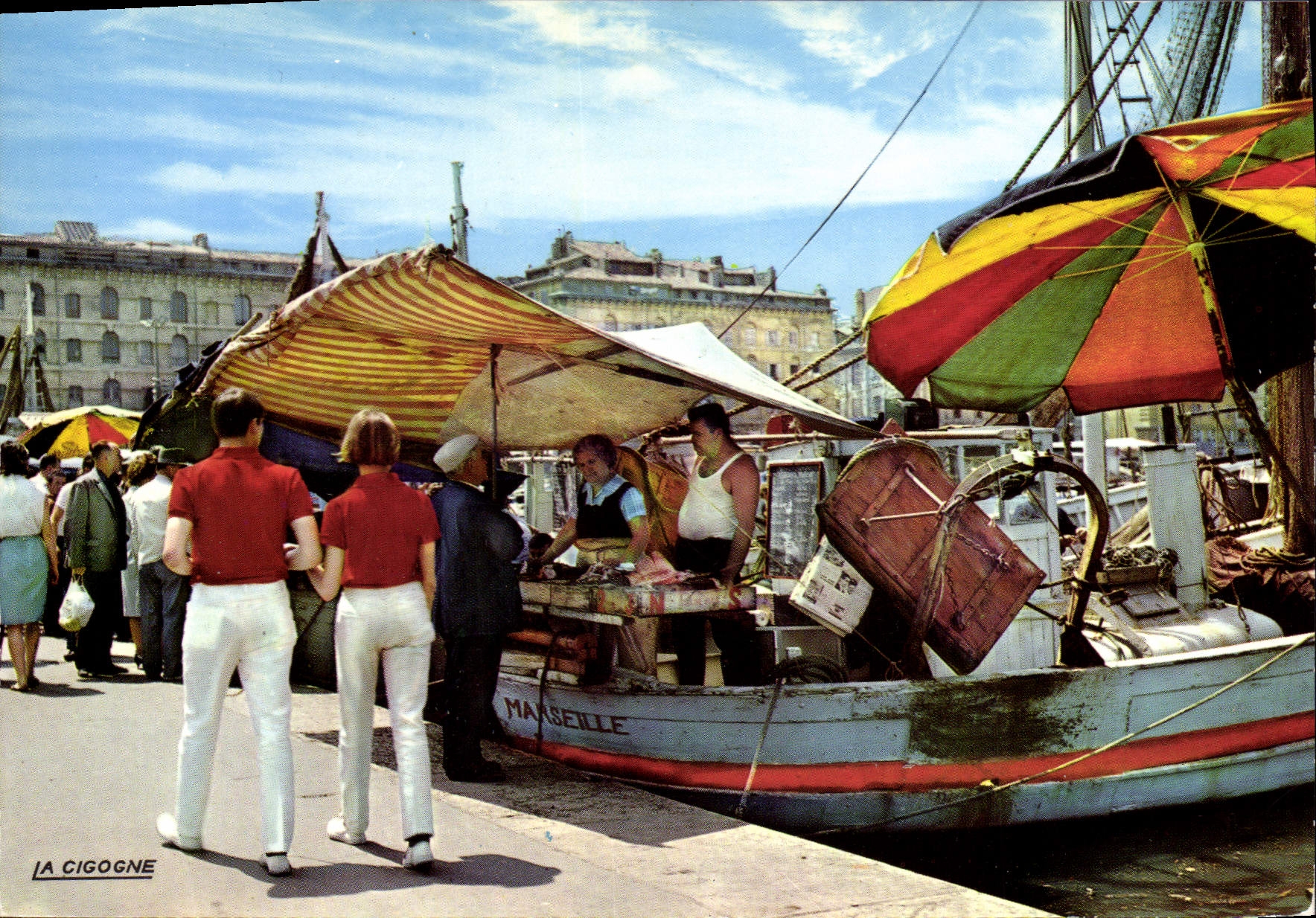 CPSM Marseille Sur Le Vieux Port La Vente Du Poisson