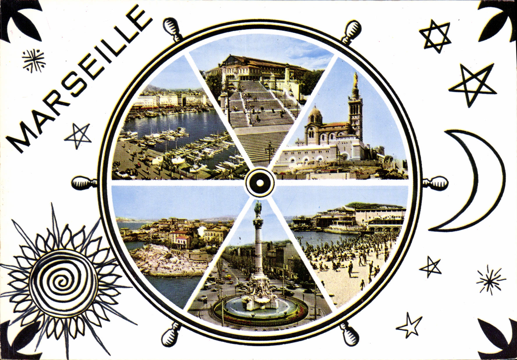 CPSM Marseille Gare St Charles De La Garde Plage Des Catalans Petit Nice vieux port