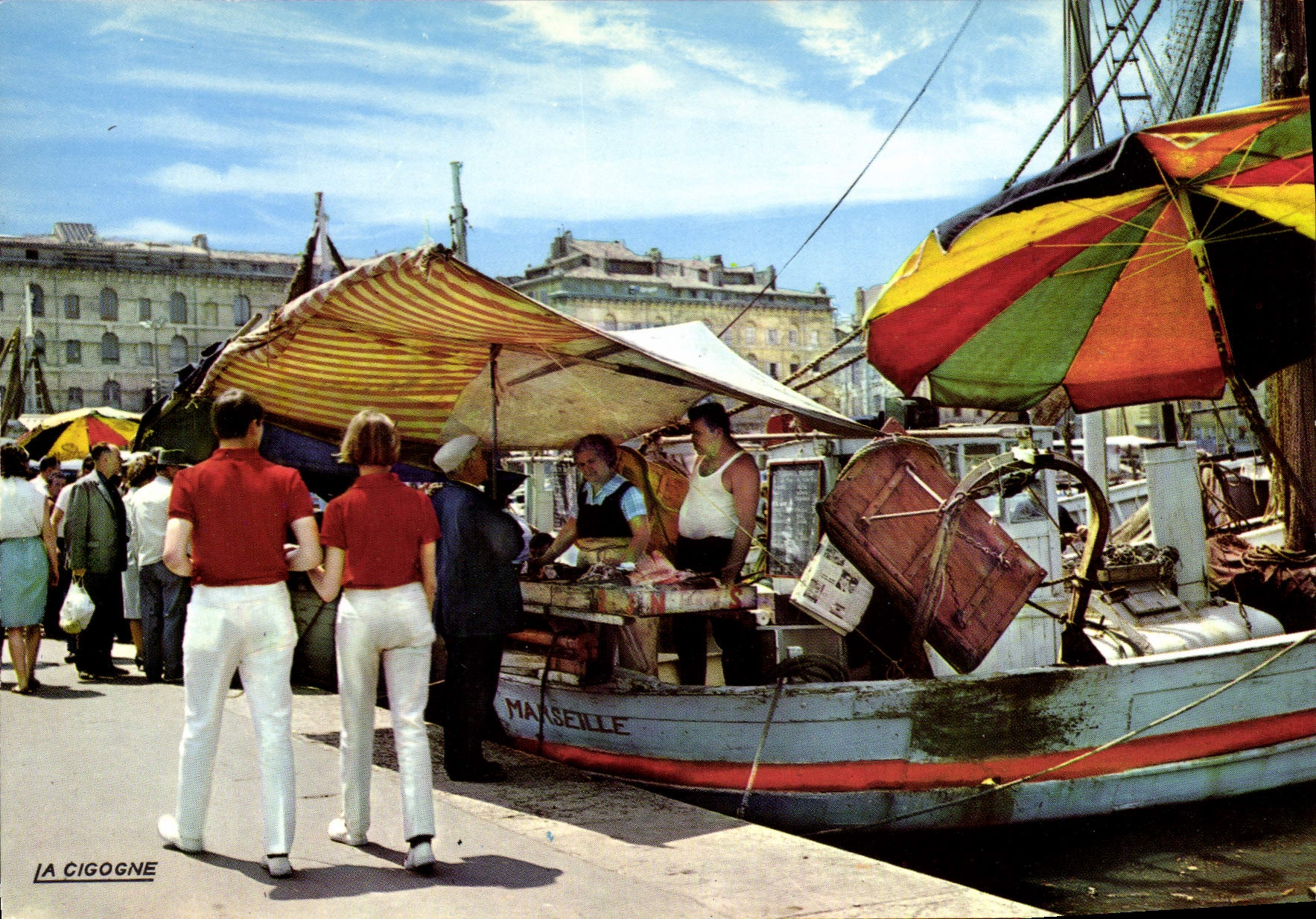 CPSM Marseille Sur Le Vieux Port La Vente Du Poisson