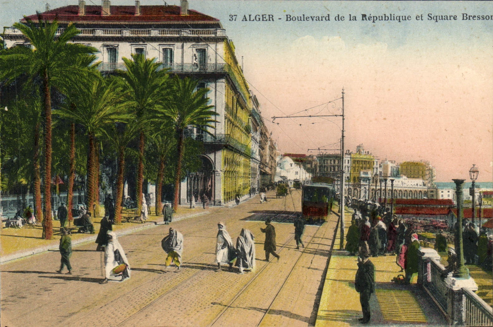 CPA Alger Boulevard De La Republique Et Square Bresson