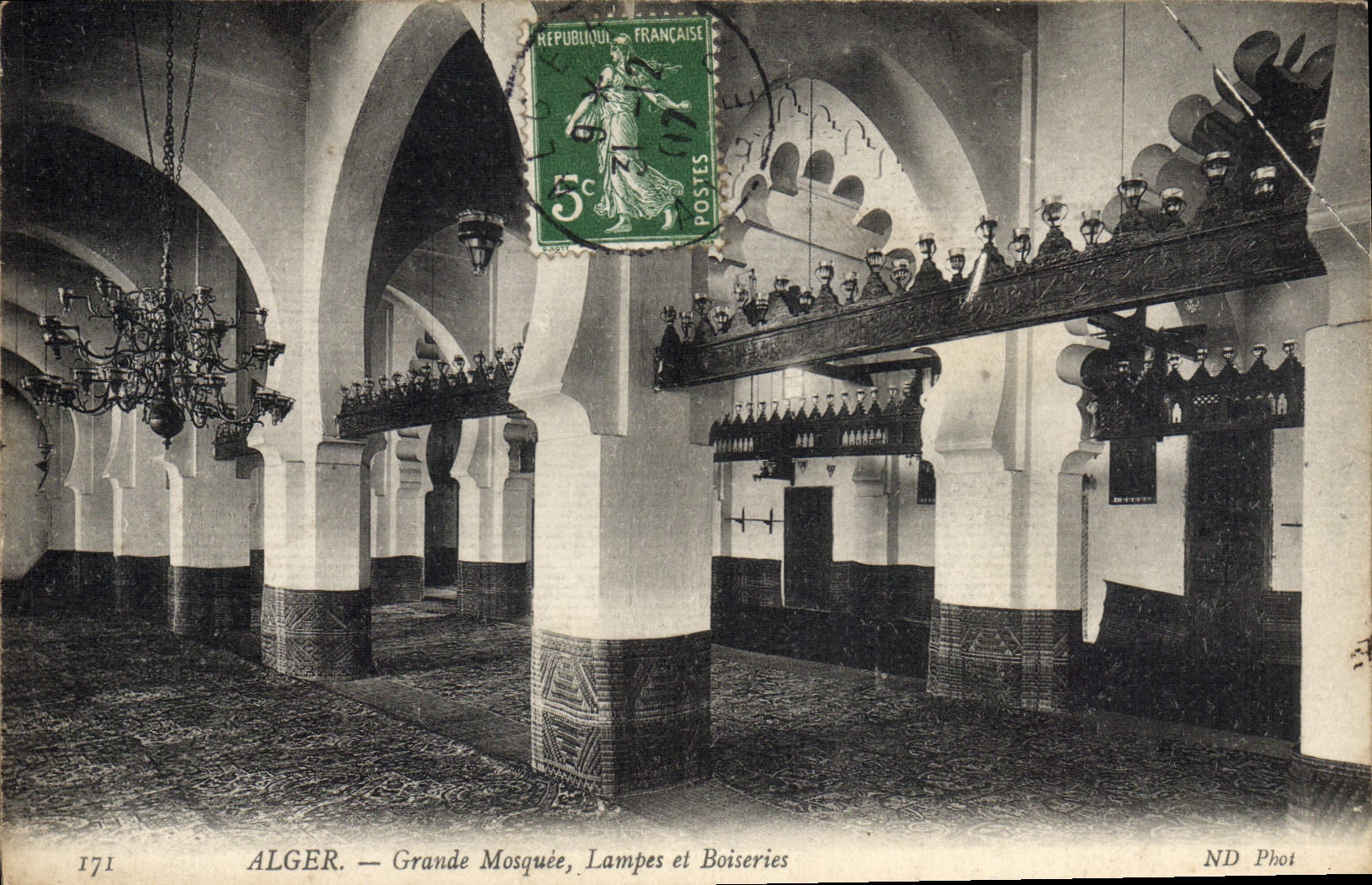 CPA Alger Grand Mosquee Lampes Et Boiseries