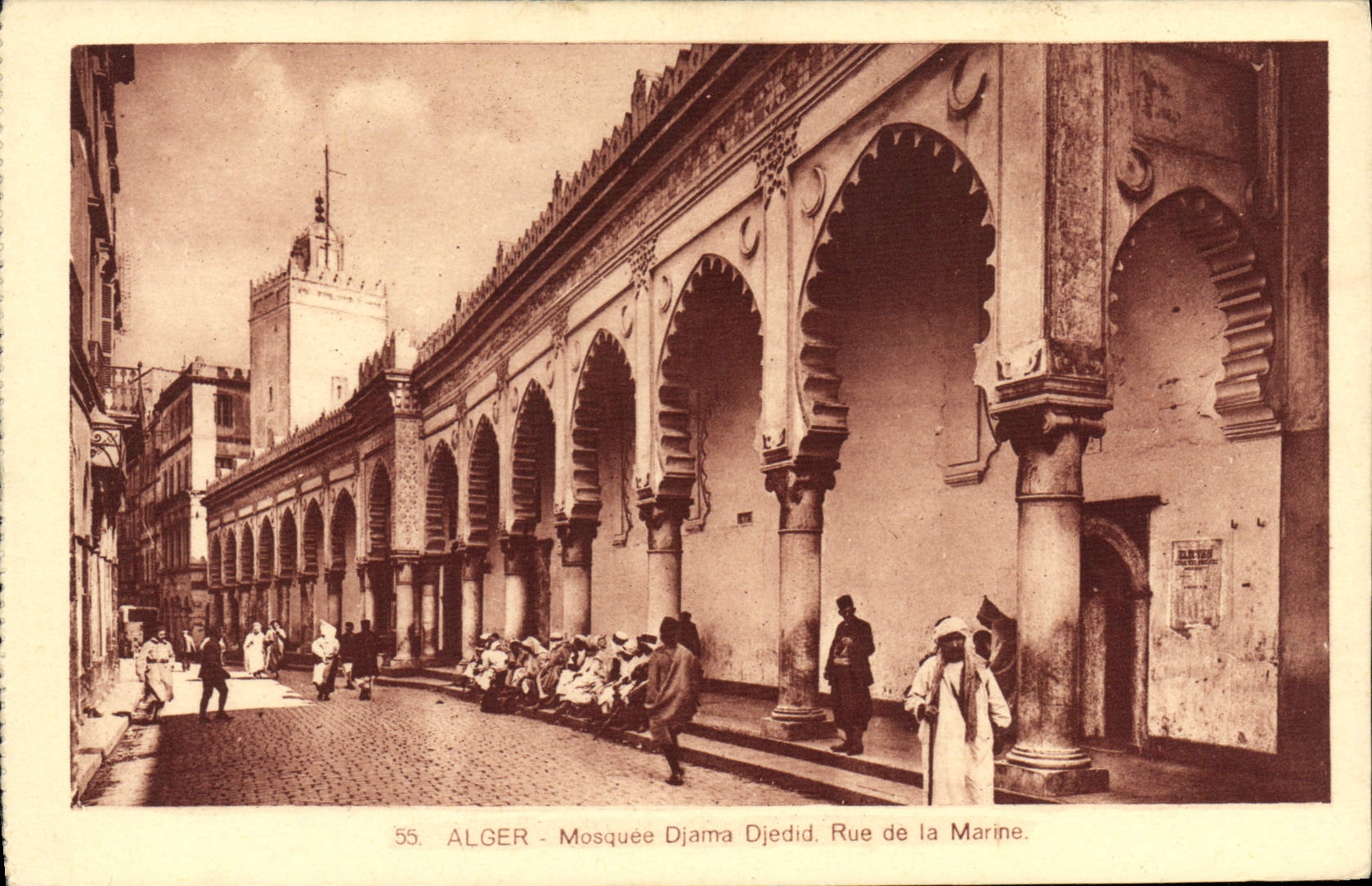 CPA Alger Mosquee Djama Djedid Rue De la Marine