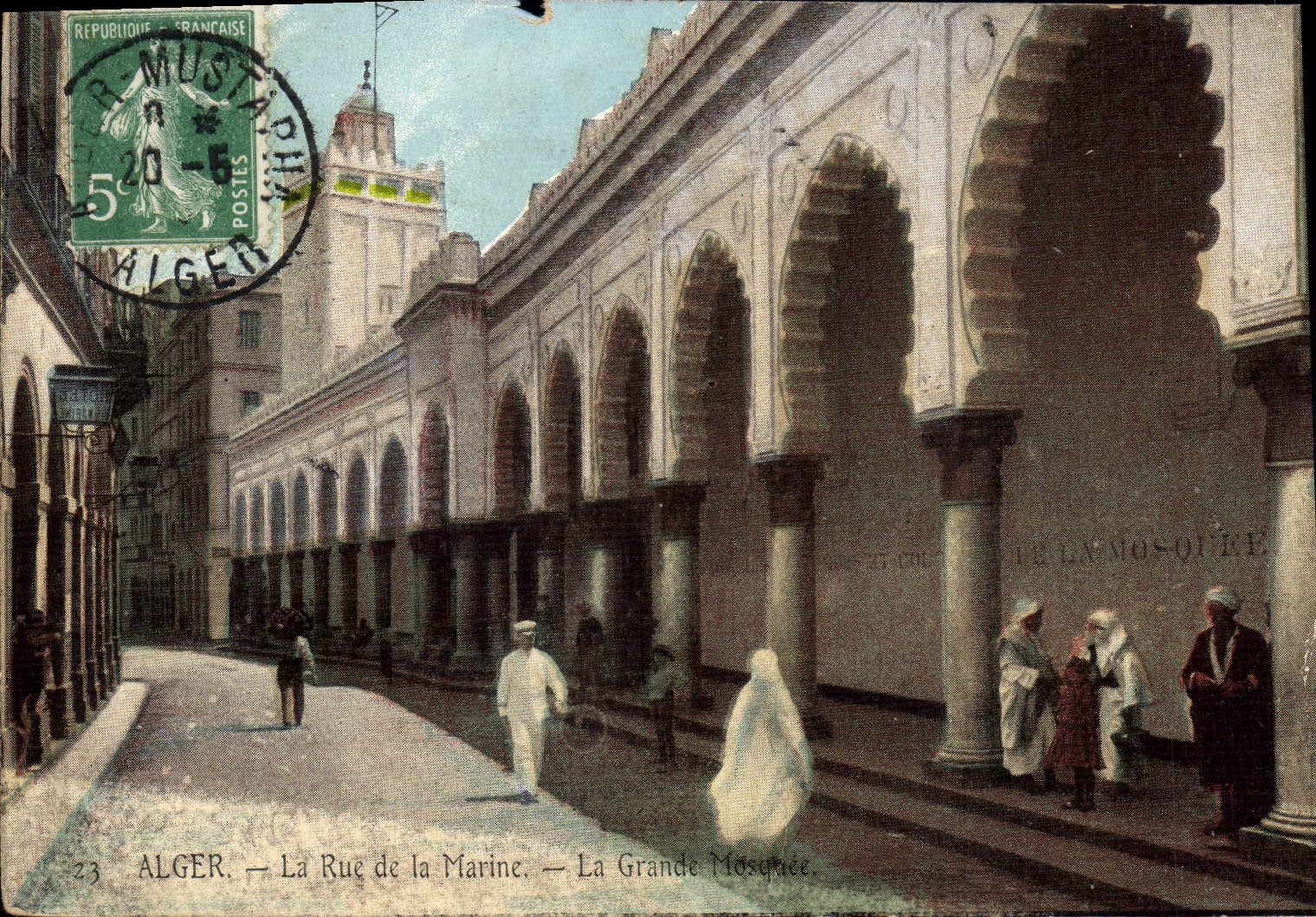 CPA Alger La Rue De la Marine La Grande Mosquee