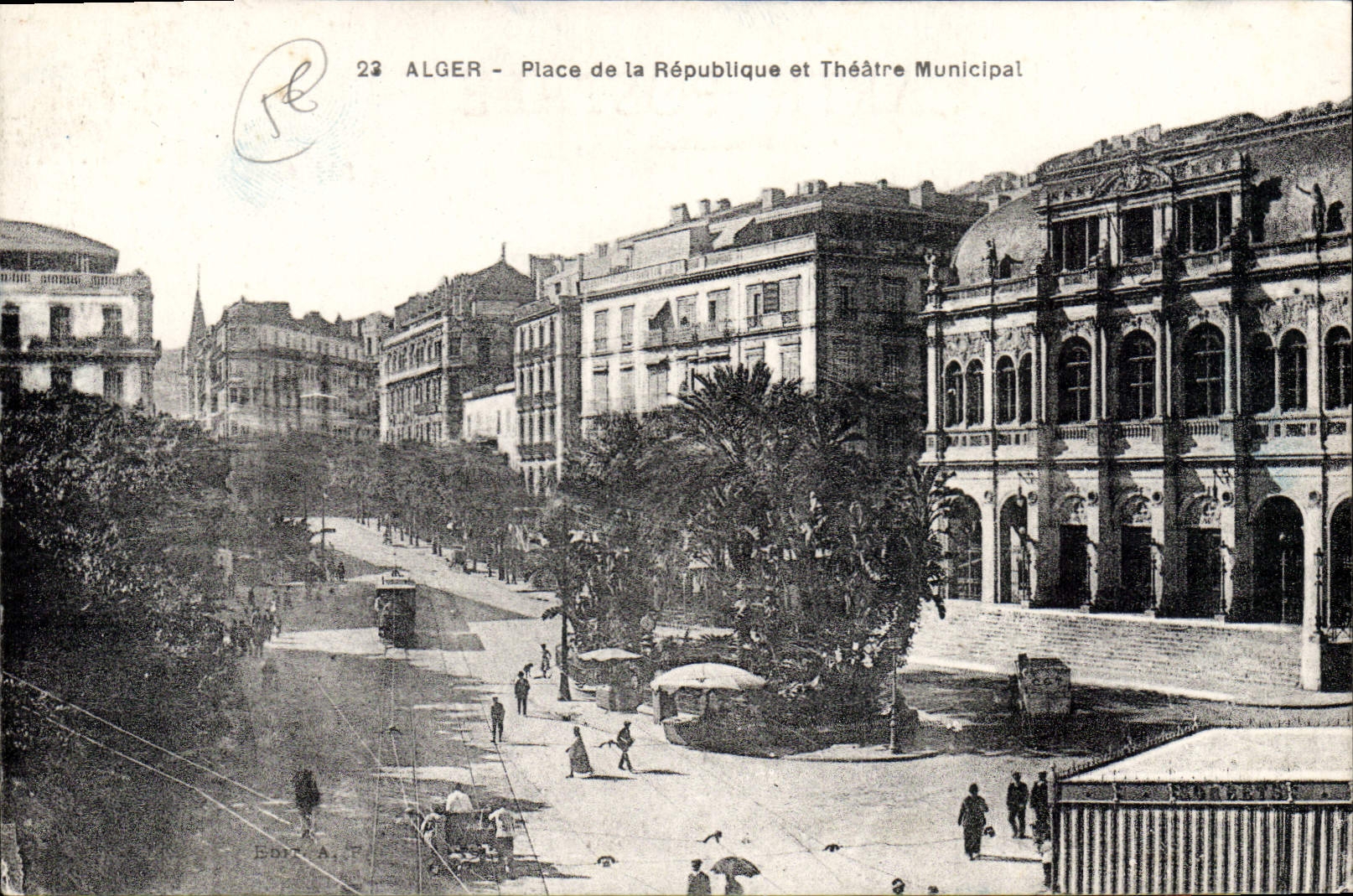 CPA Alger Place De La Republique Et Theatre Municipal