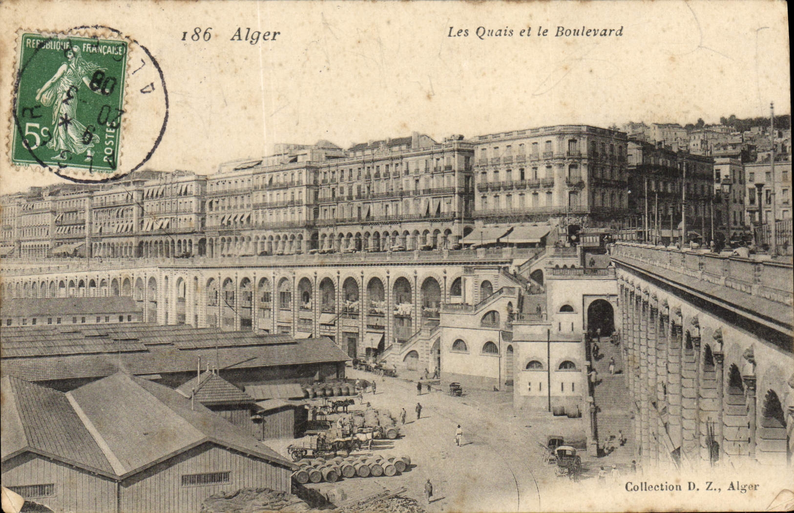 CPA Alger Les Quais Et Le Boulevard