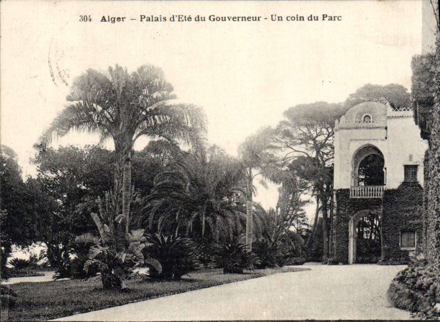 CPA Alger Palais D'Eté Du Gouverneur Un Coin Du Parc