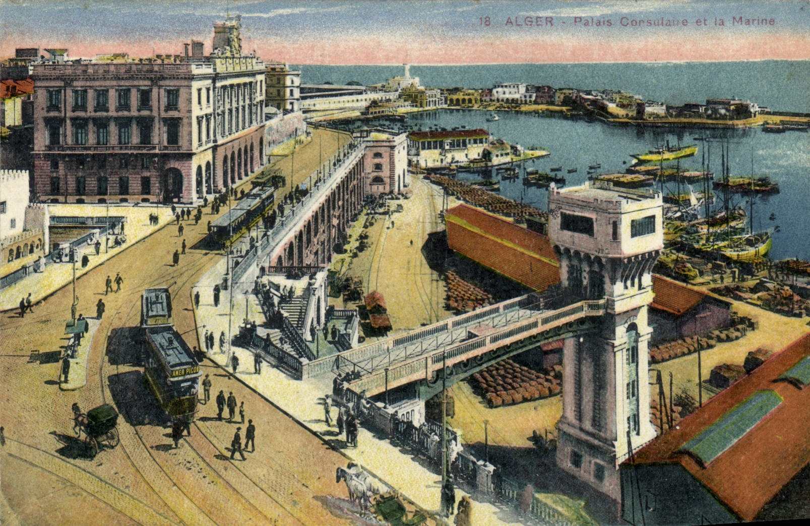 CPA Alger Palais Consulaire Et La Marine