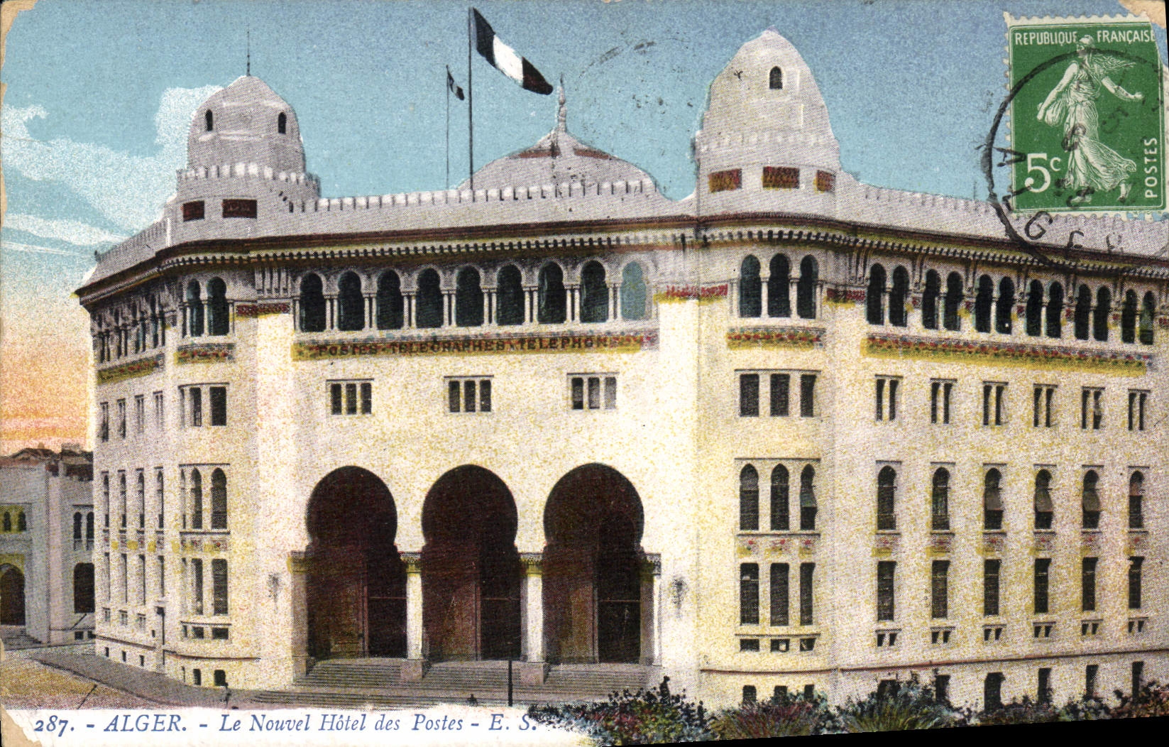 CPA Alger Le Nouvel Hotel Des Postes
