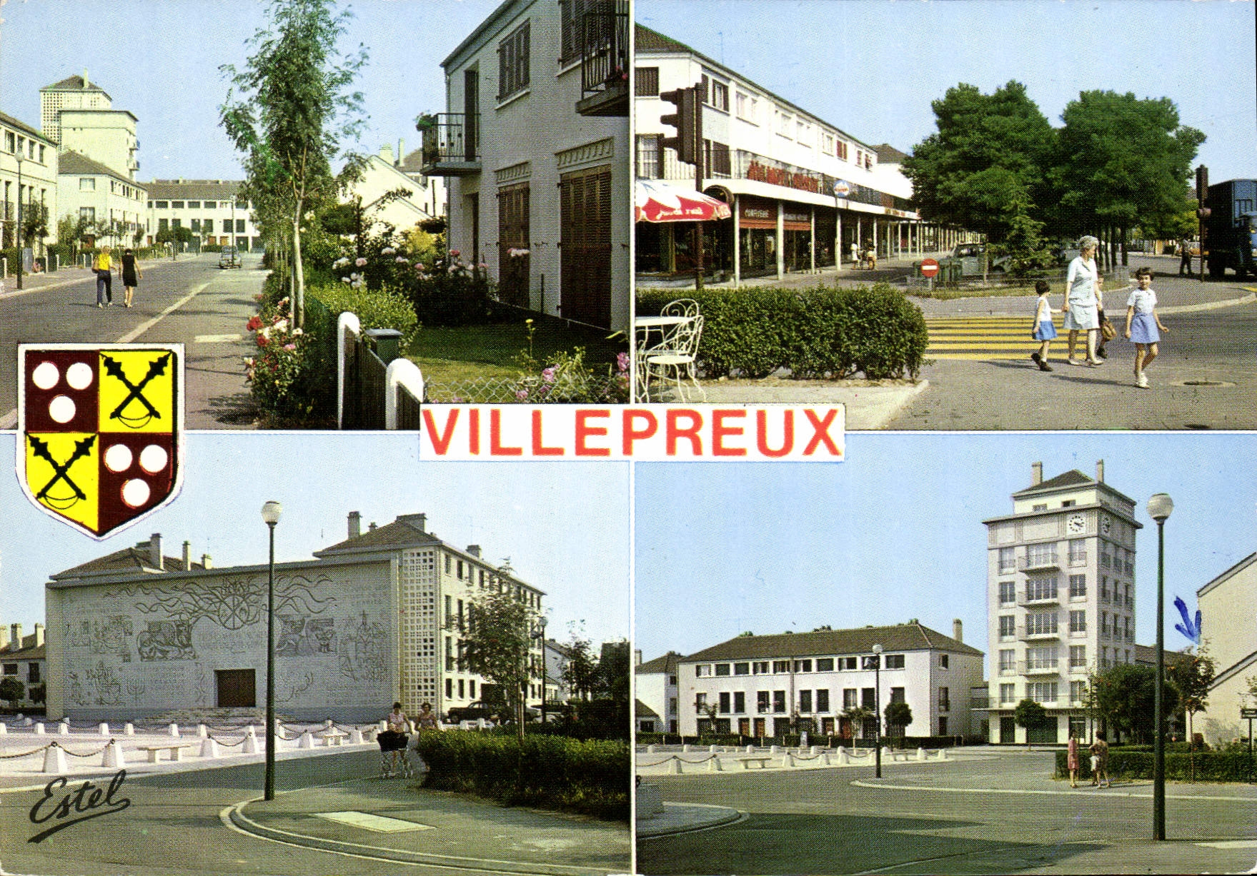 CPSM Villepreux Avenue De Beauce Avenue De Touraine église place Saint-Vincent-de-Paul