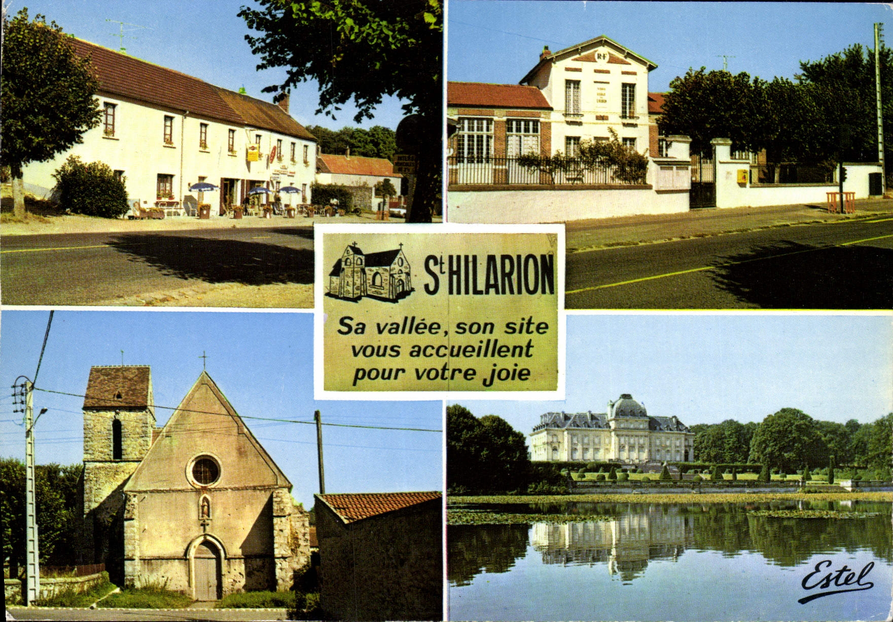 CPSM Saint Hilarion Hotel Beau Sejour église mairie école château