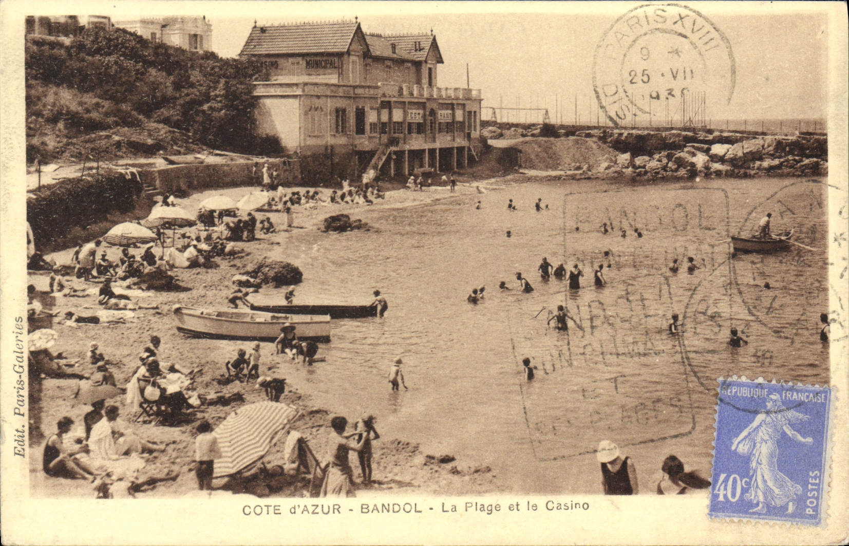 CPA Bandol La Plage Et Le Casino