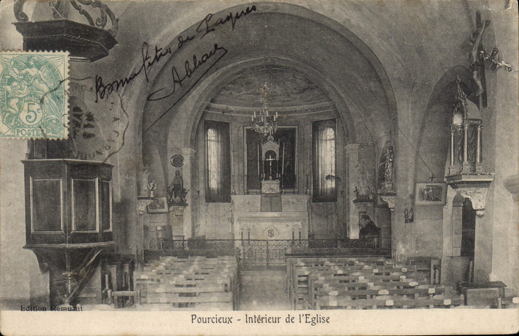 CPA Pourcieux Interieur De I'Eglise