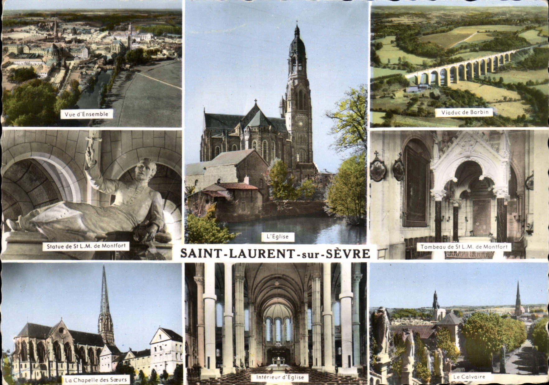 CPSM Saint Laurent Sur Sevre chapelle église tombeau viaduc