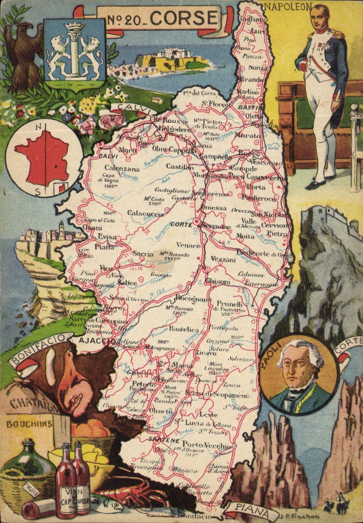 CPSM Corse L'Ile Qui Forme I'Actuel Departement carte touristique