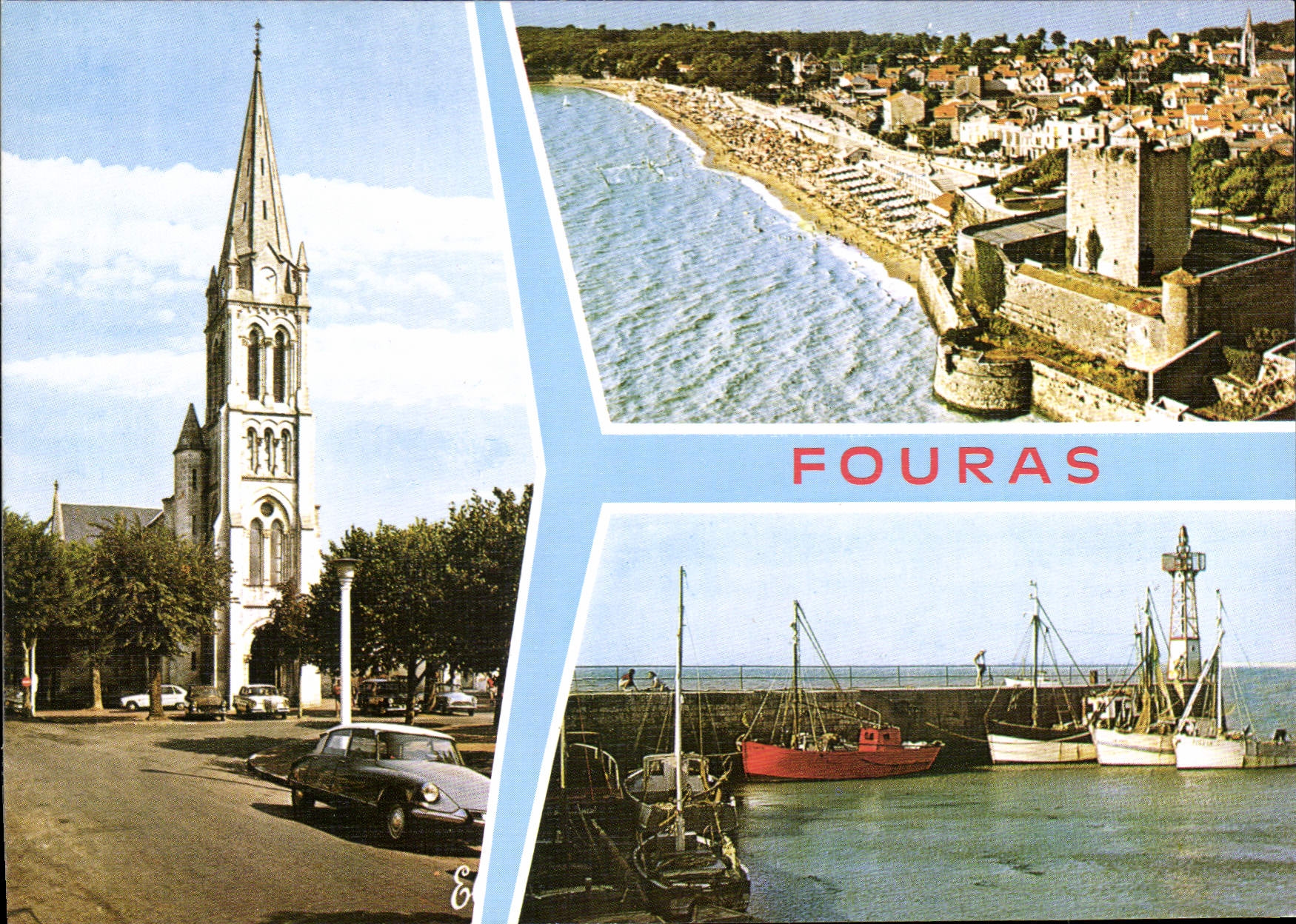 CPSM Fouras La Grande Plage L'Eglise Le Semaphore