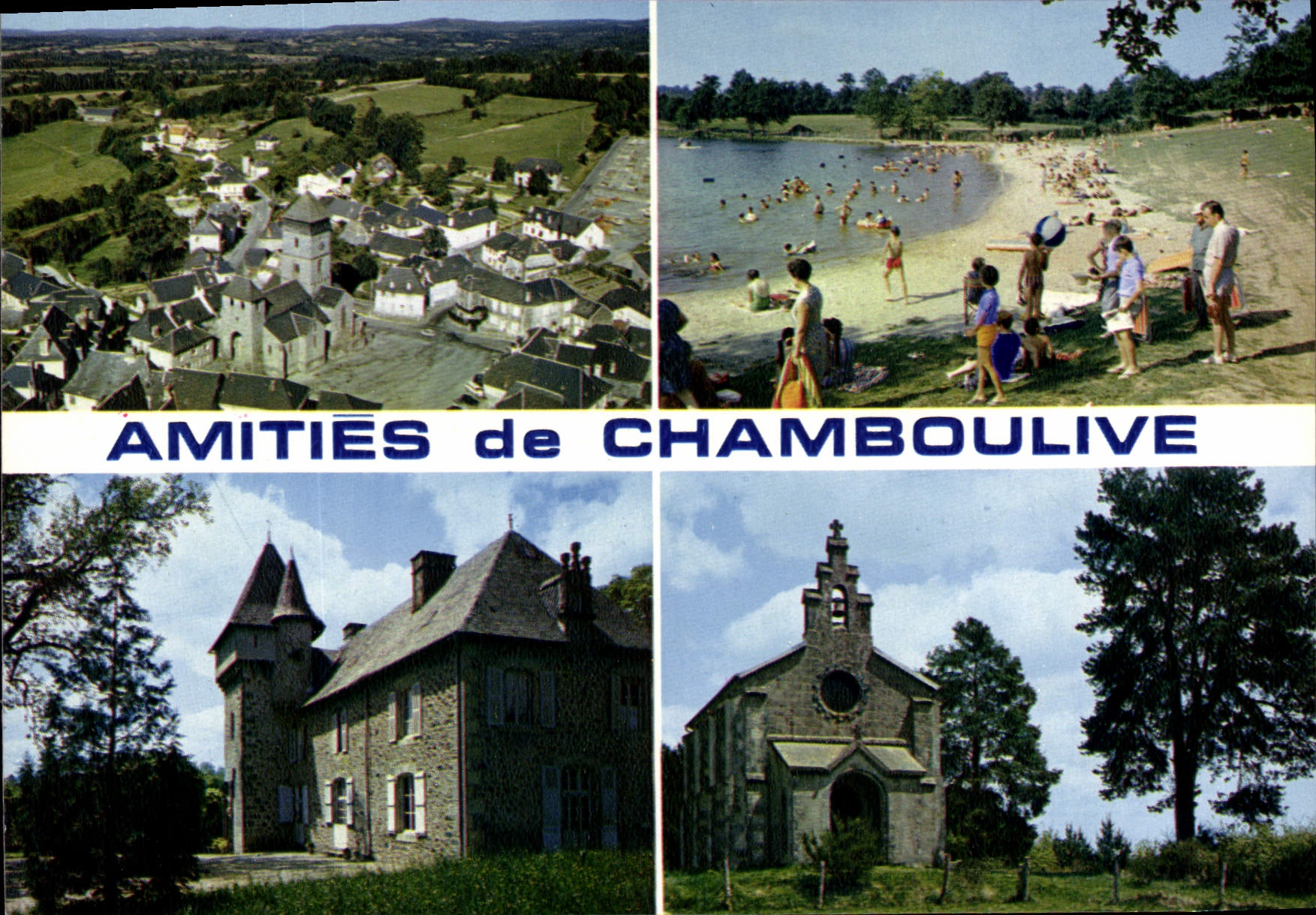 CPSM Chamboulive Vue Generale La Plage Chateau De La Faurie