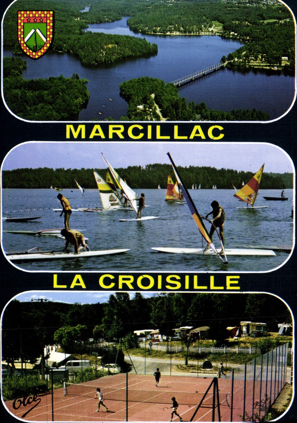 CPSM Marcillac La Croisille Vue Aerienne L'Ecole De Planche A Voile tennis