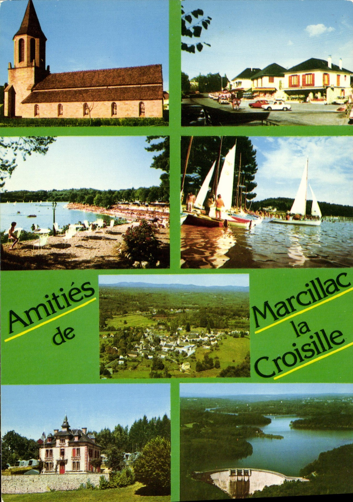 CPSM Marcillac La Croisille L'Eglise La Plage Vue Generale