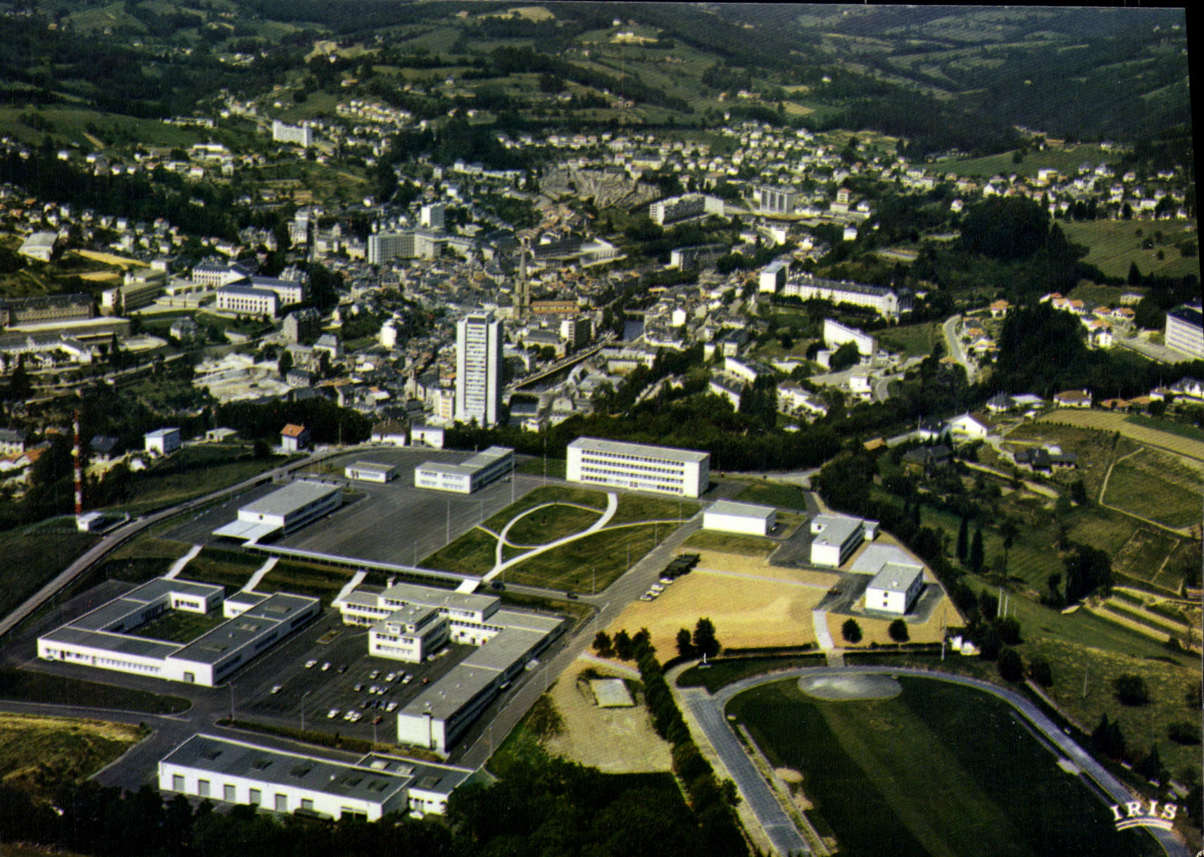 CPSM Tulle Vue Generale Aerienne Au Premier Plan Le Stade