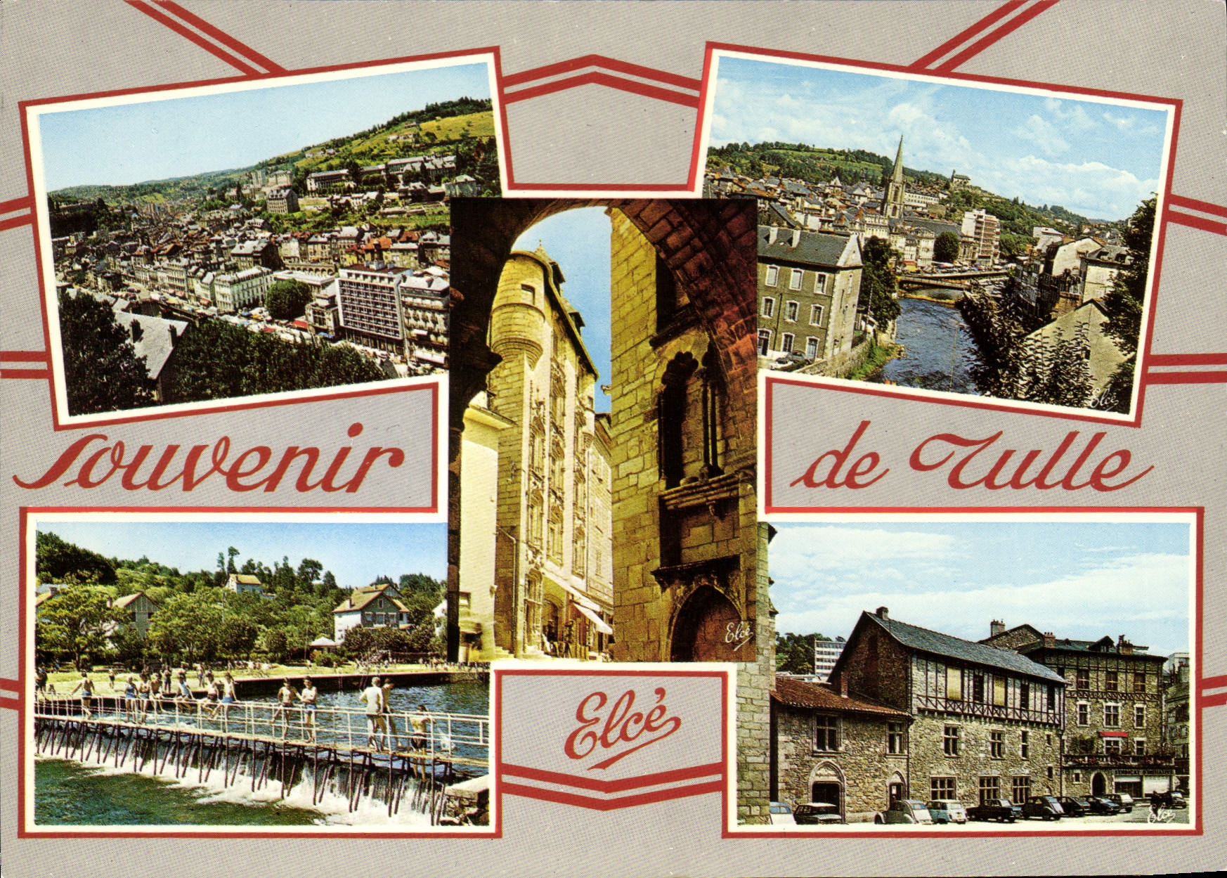 CPSM Tulle pont église baignade musée