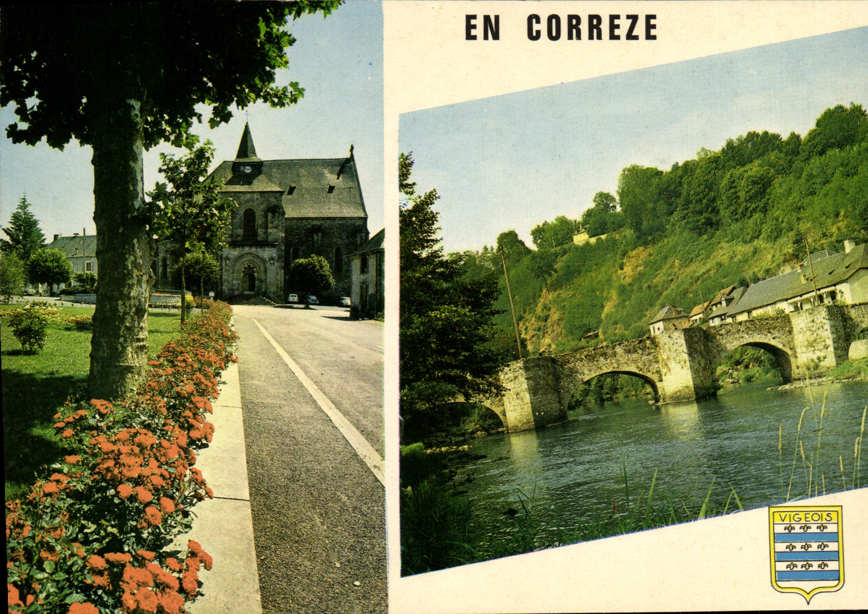 CPSM Vigeois L'Eglise Vieux Pont Du Moyen Age Sur La Vezere