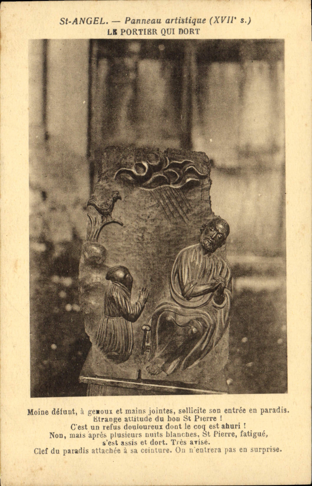 CPA St Angel Panneau Artistique Le Portier Qui Dort