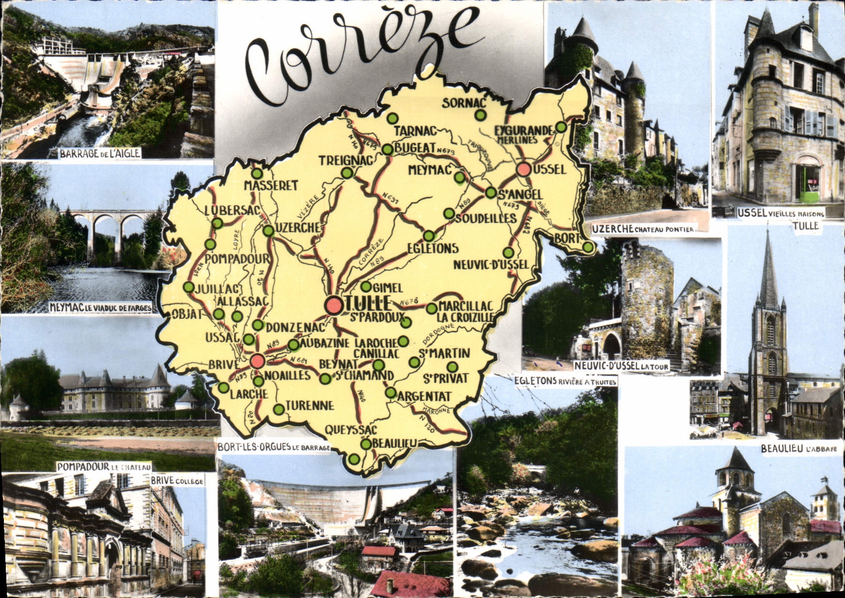 CPSM Correze Ussel Patrie Du Cardinal Dubois carte touristique