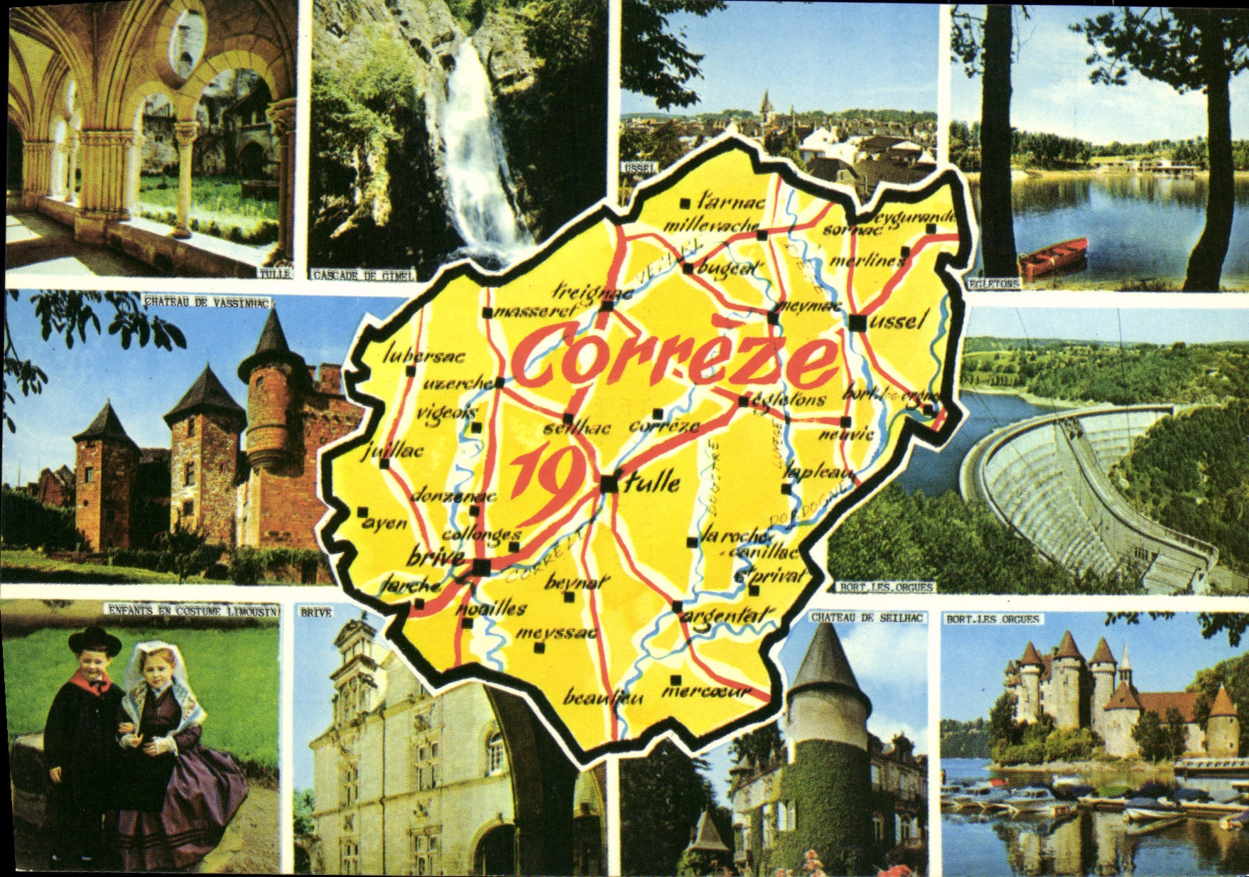 CPSM La Correze carte touristique