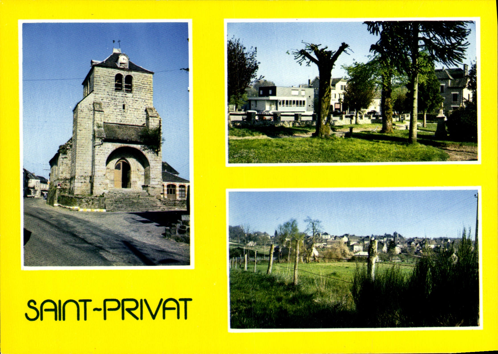 CPSM Saint Privat L'Eglise Place De La Poste Vue Generale