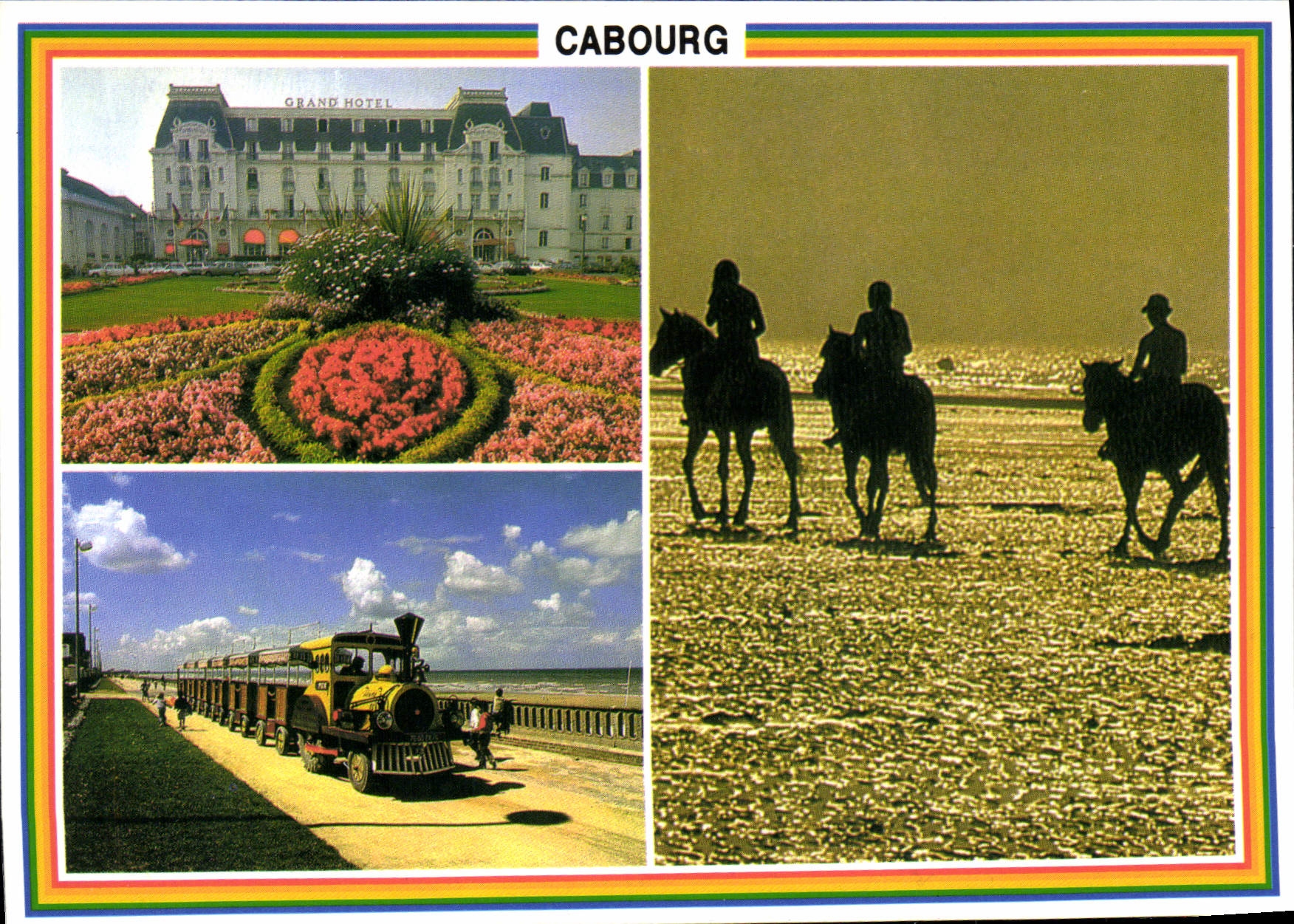 CPSM Cabourg Le Grand Hotel Et Les Jardins du casino le petit train la plage