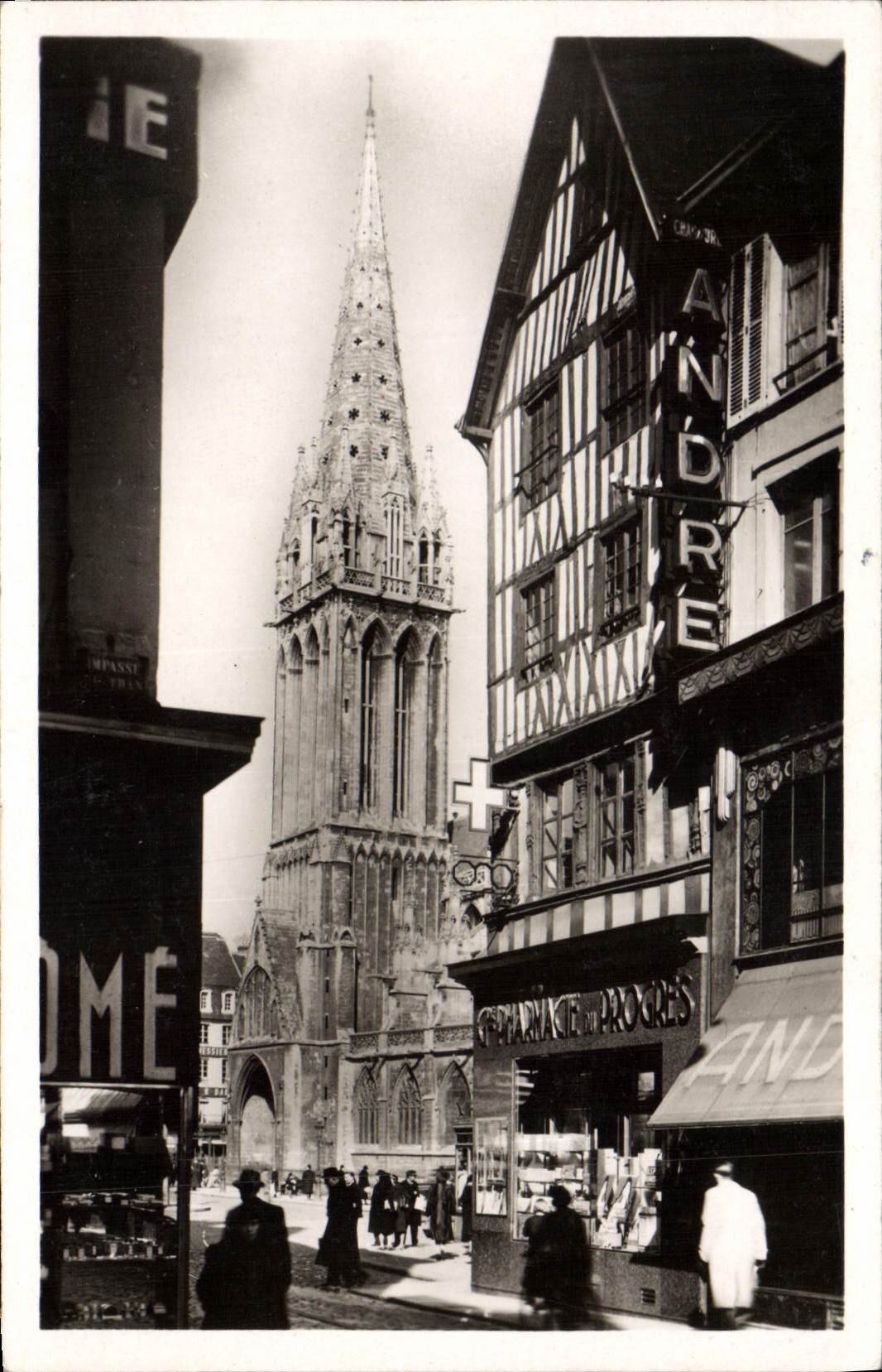 CPA Caen La Clocher De St Pierre Vu De La Rue St Jean
