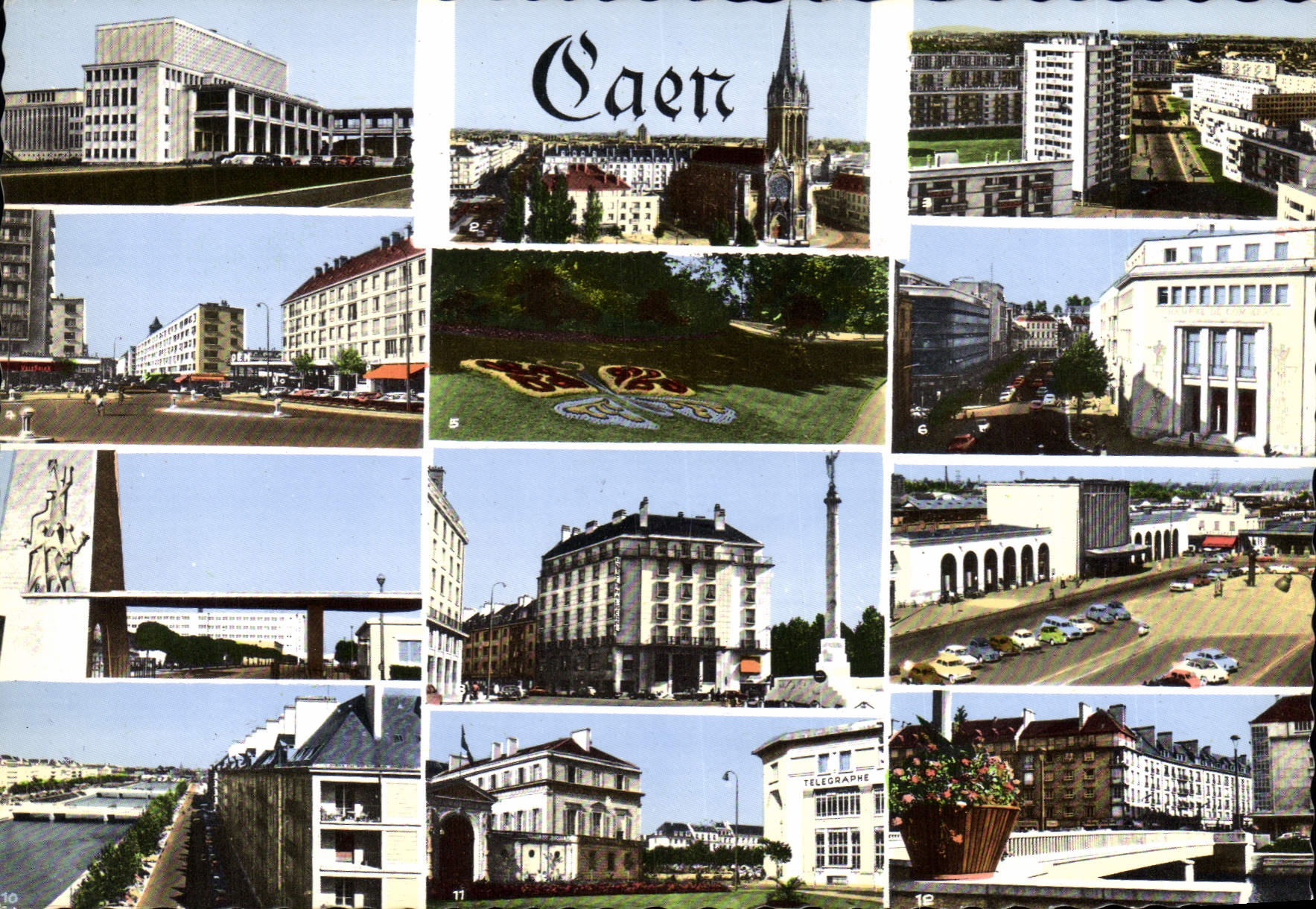 CPSM Caen collège gare poste