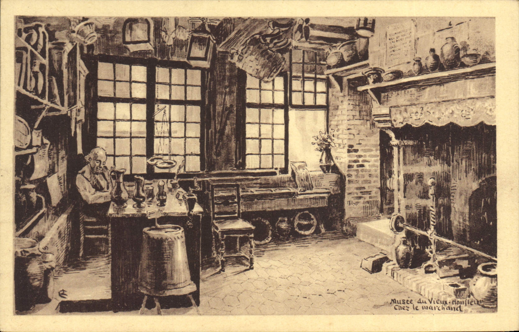 CPA Honfleur Musee Du Vieux Honfleur Chez Le Marchand