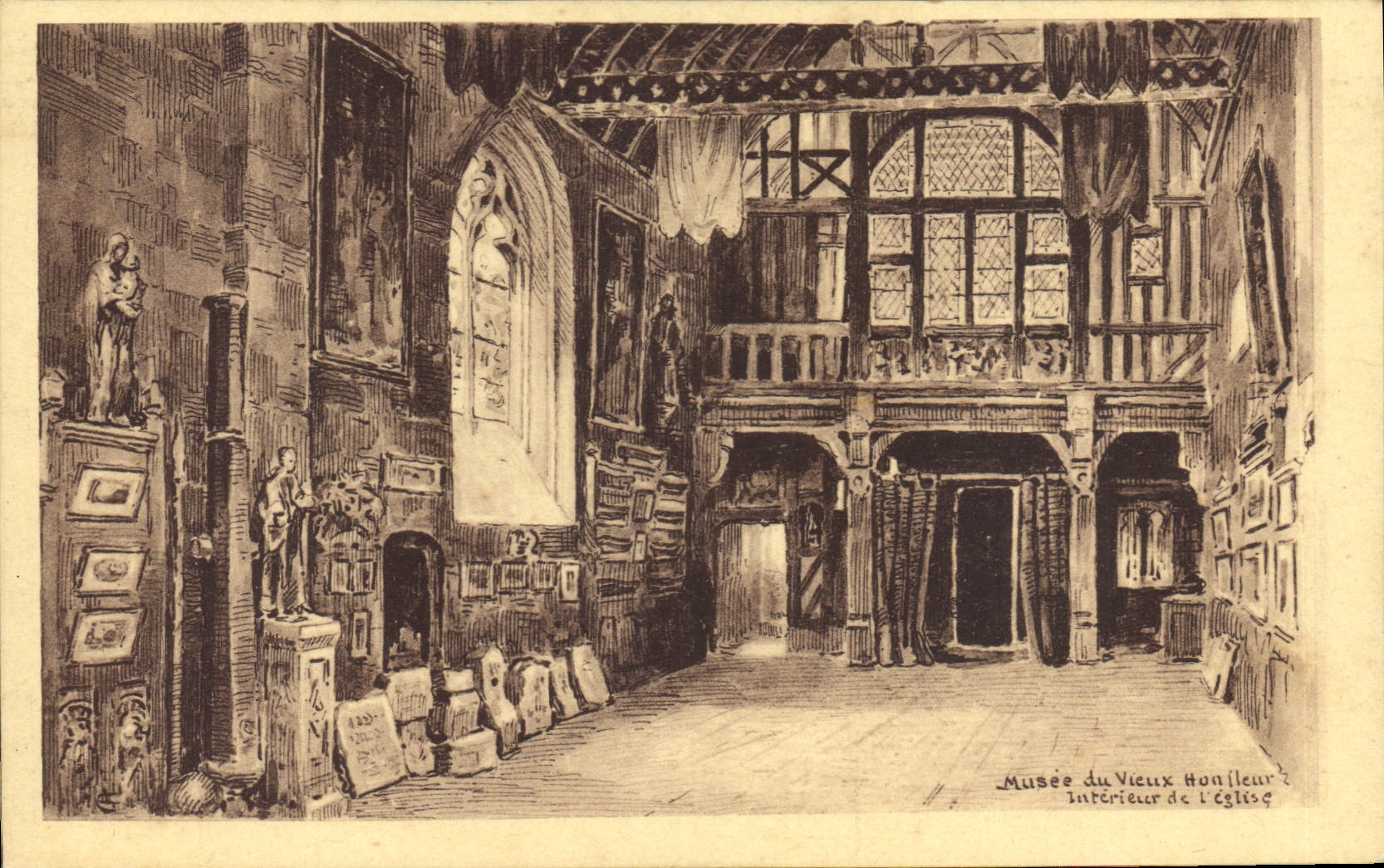 CPA Honfleur Musee Du Vieux Honfleur Interieur De L'Eglise