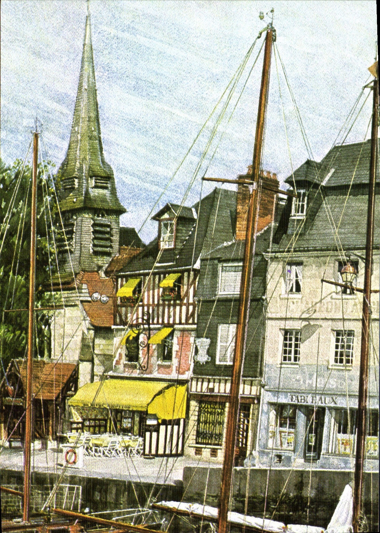 CPSM Honfleur Aquarelle De Jean Louis Thibaut quai St Etienne la chapelle 1977