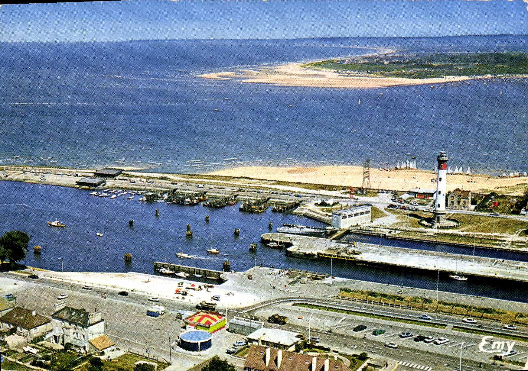 CPSM Ouisreham Riva Bella Vue Aerienne Sur Le Port Et I'Ecluse