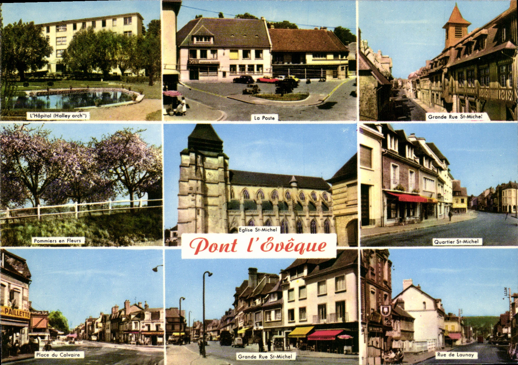CPSM Pont L'Eveque hopital poste grande rue rue de Launay
