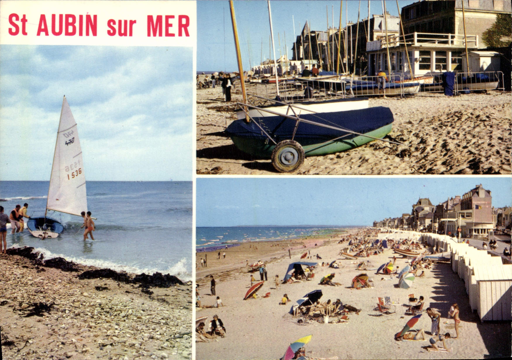 CPSM Saint Aubin Sur Mer mise à l'eau plage club nautique