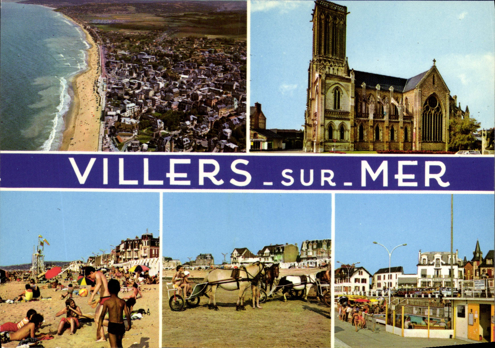 CPSM Villers Sur Mer En Avion Sur La Plage Et La Ville promenade à poney