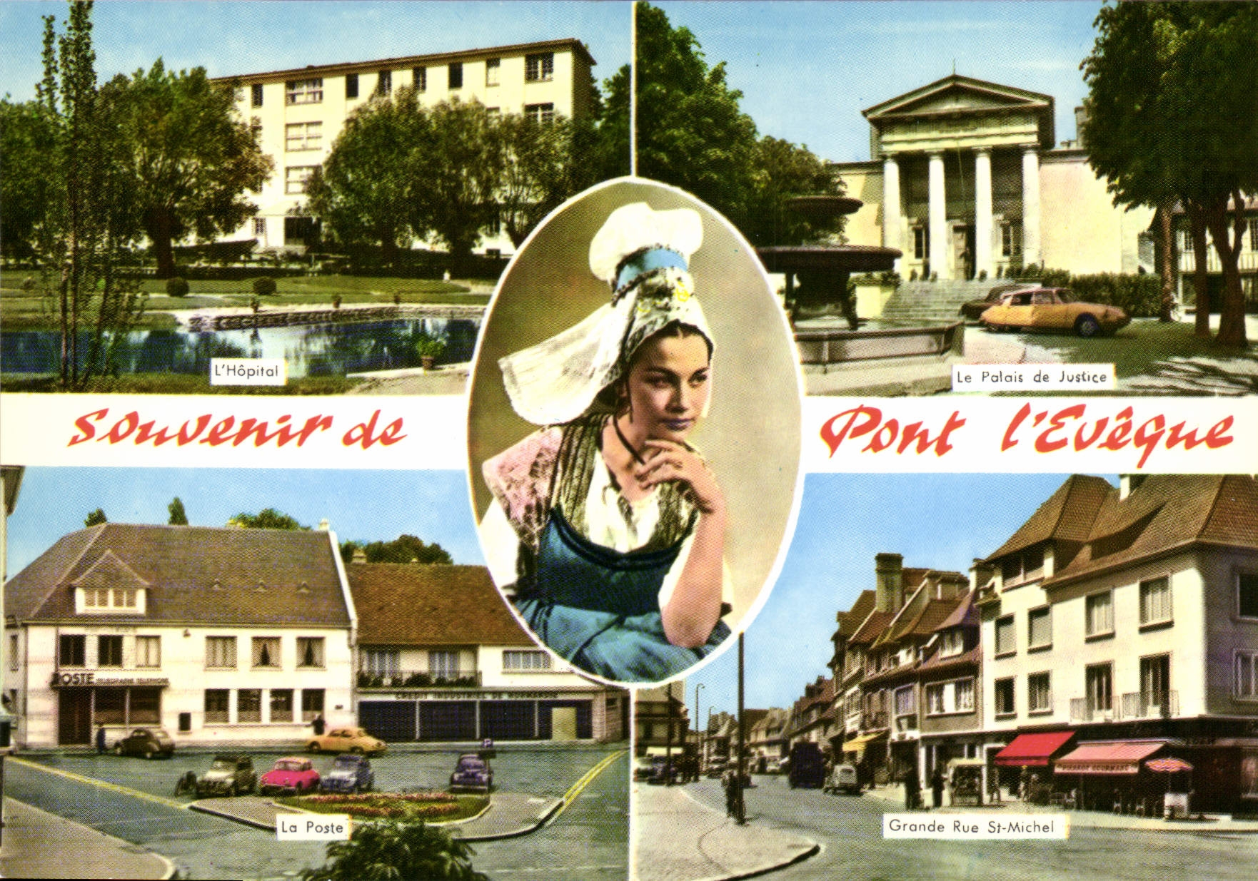 CPSM Pont L'Eveque hopital palais de justice la poste grande rue St Michel