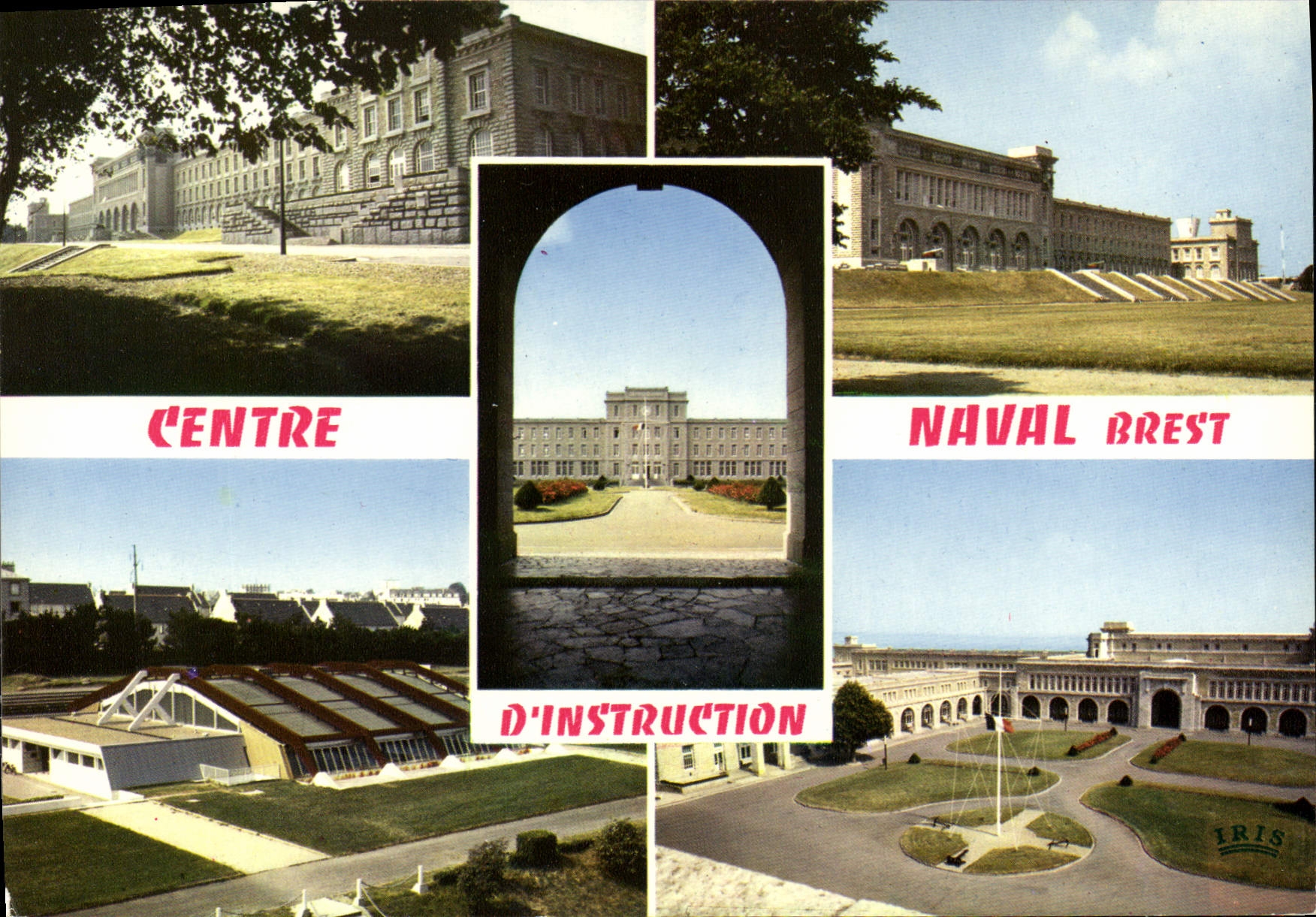 CPSM Brest centre d'instruction navale Le Batiment De Ligne Le Batiment Armorique piscine cour Jean