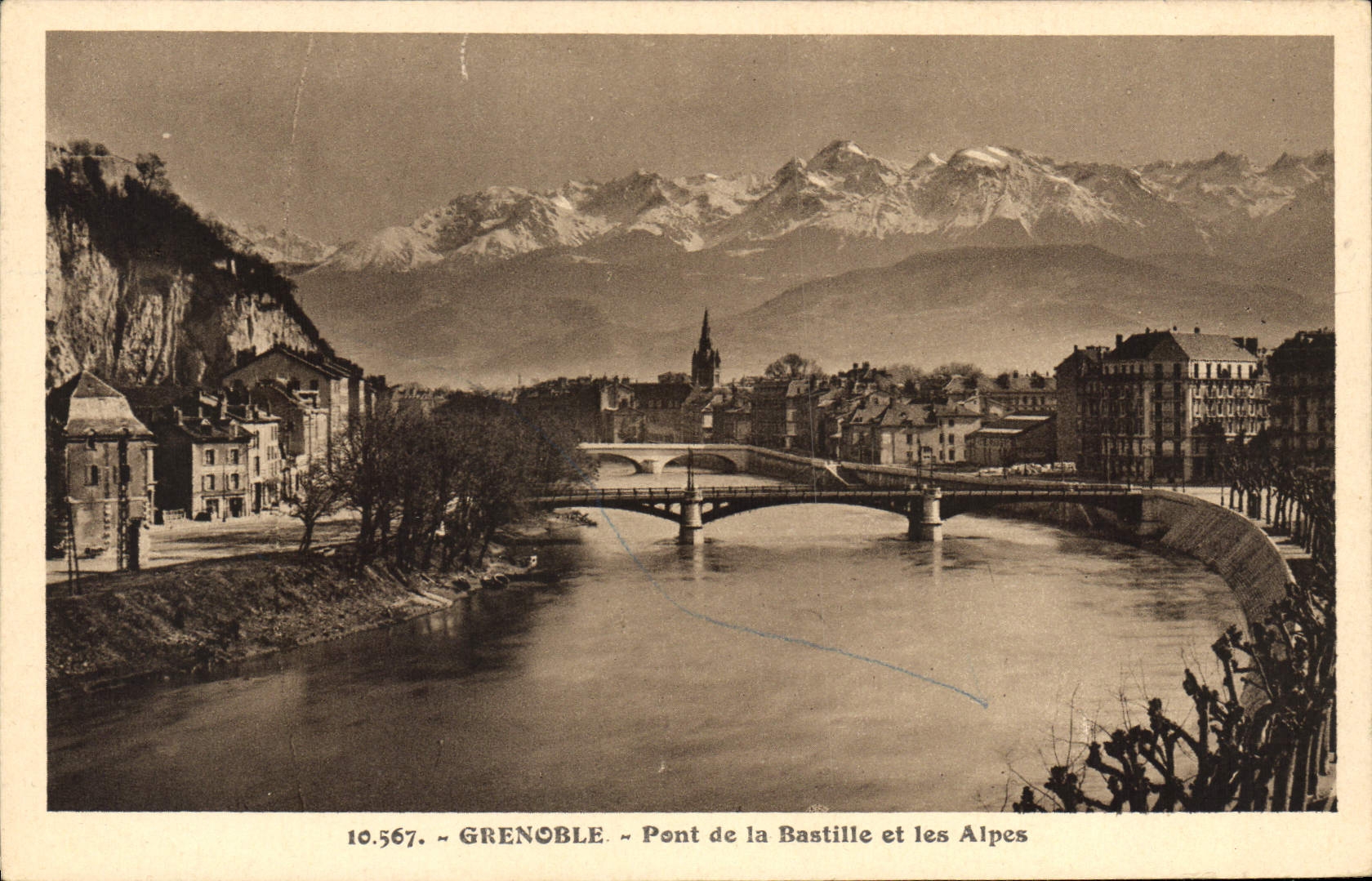 CPA Grenoble Pont De La Bastille Et Les Alpes