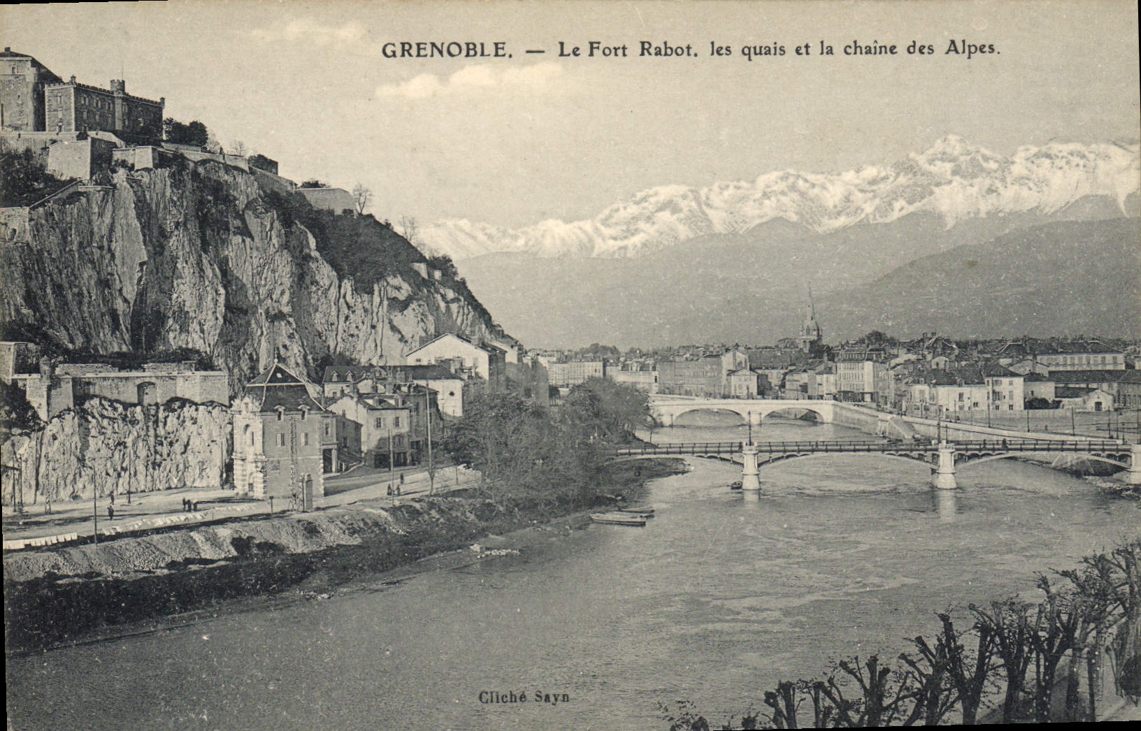 CPA Grenoble Le Fort Rabot Les Quais Et La Chaine Des Alpes