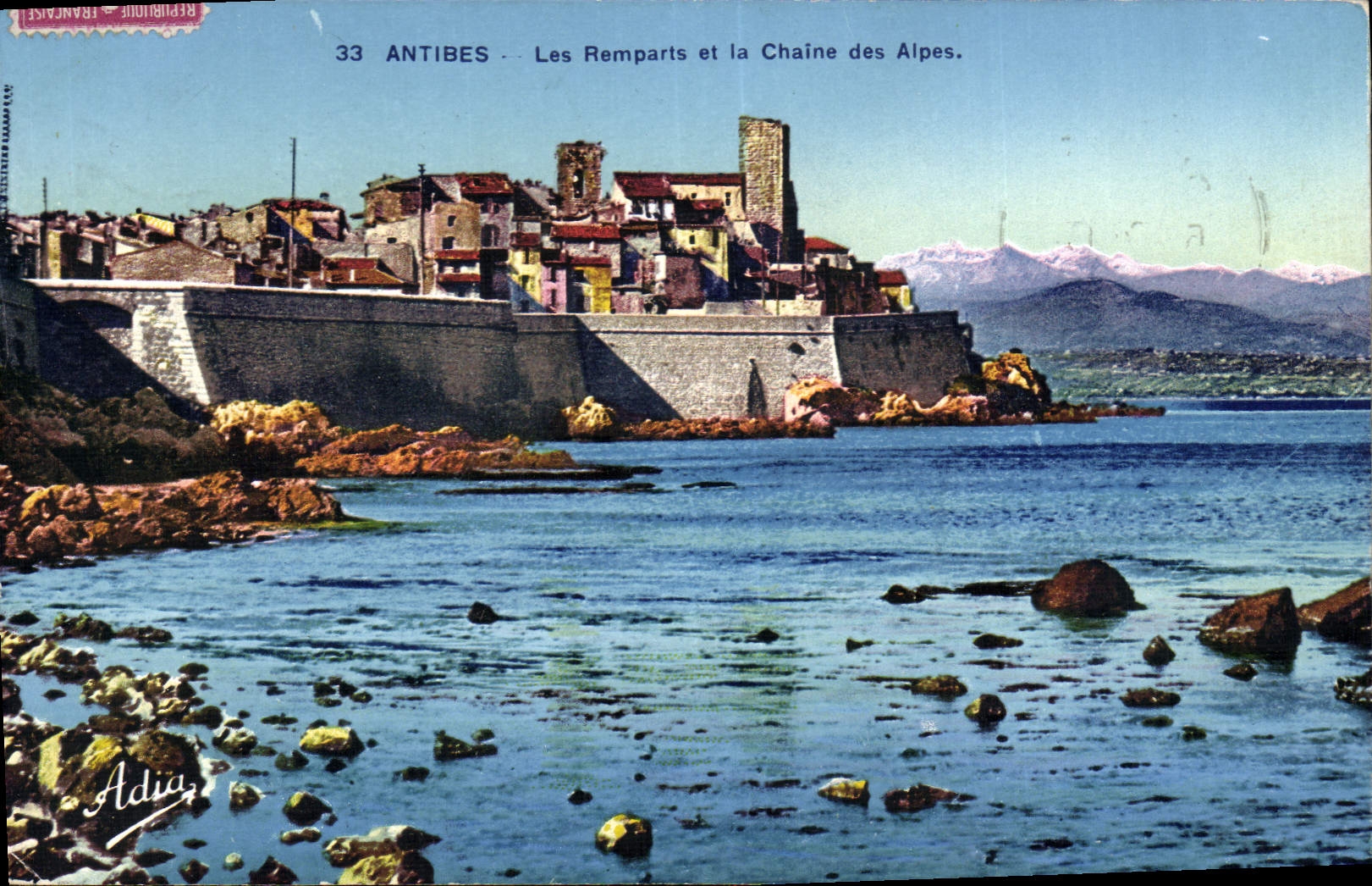 CPA Antibes Les Remparts Et La Chaine Des Alpes