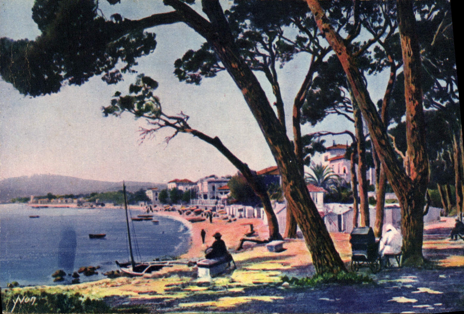 CPA Juan Les Pins La Plage Vue A Travers Les Pins