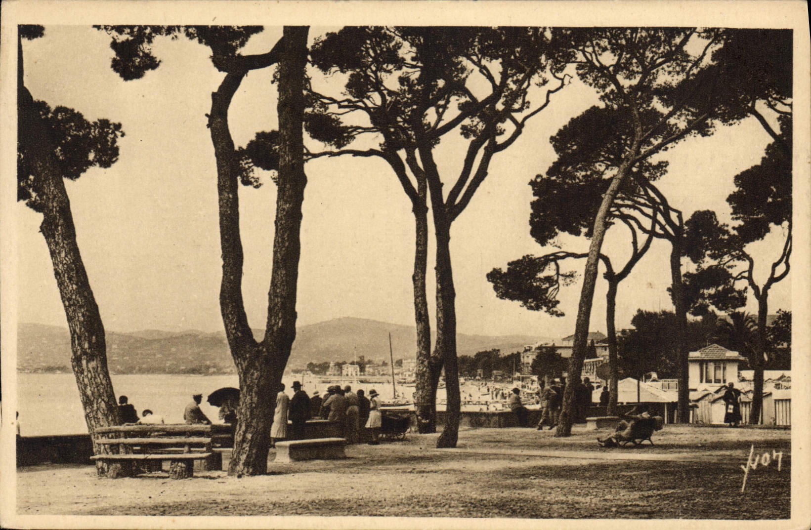 CPA Juan Les Pins La Plage Vue A Travers Les Pins
