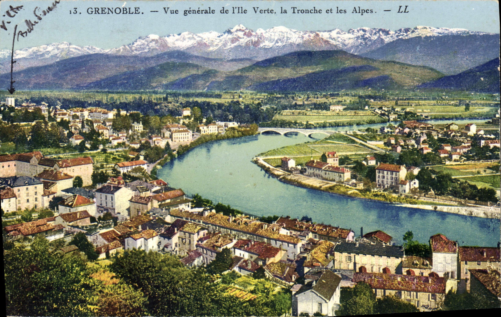 CPA Grenoble Vue Generale De I'Ile Verte La Tronche Et Les Alpes