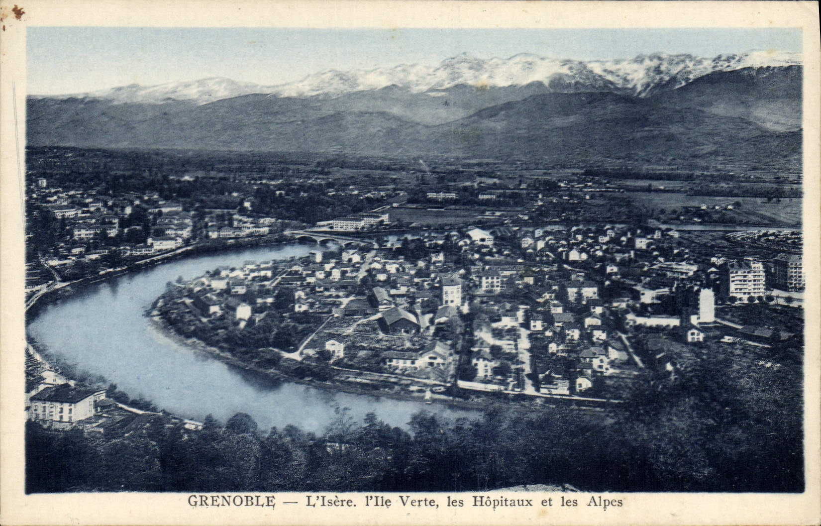CPA Grenoble L'Isere I'Ille Verte Les Hopitaux Et Les Alpes