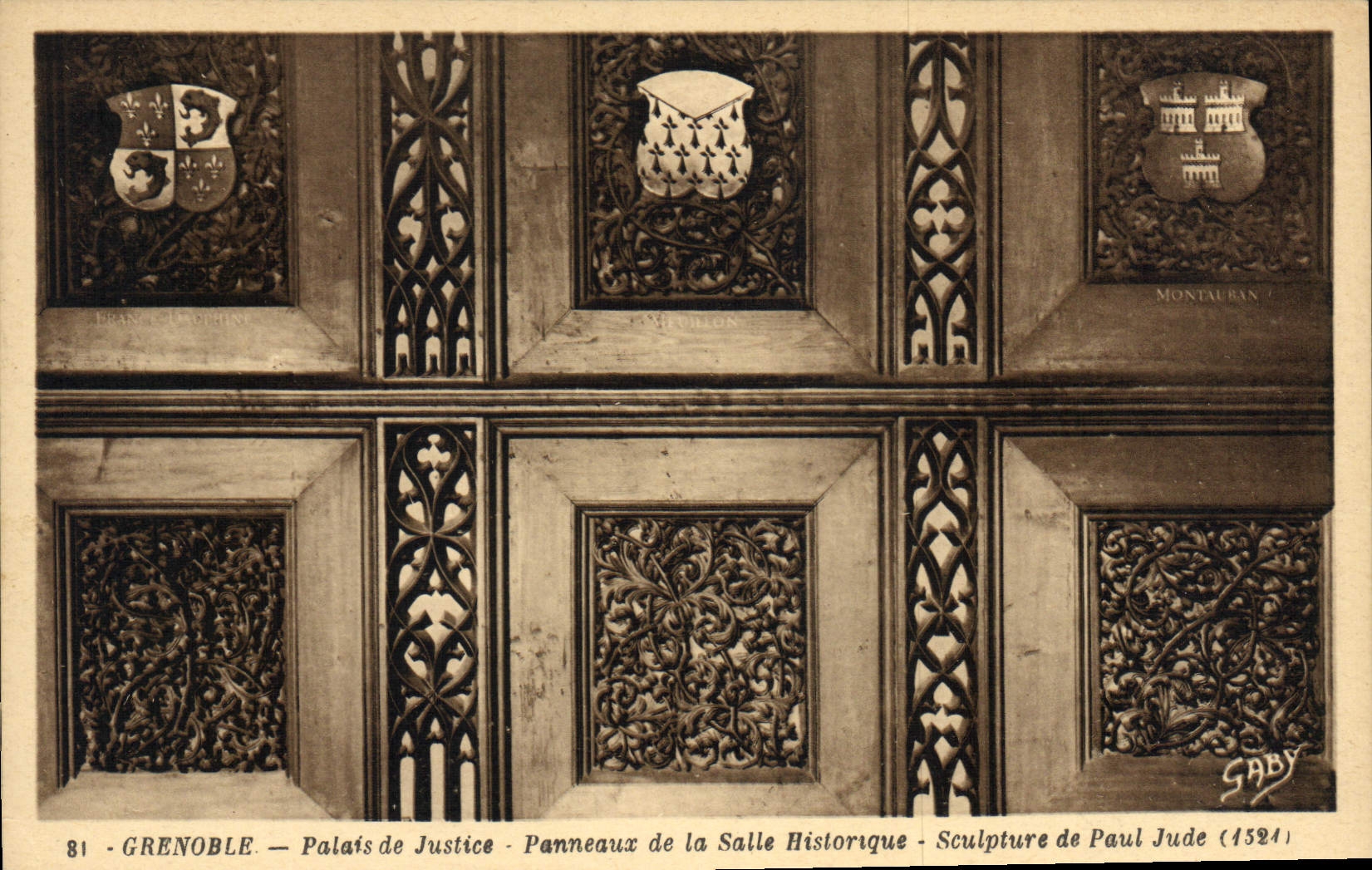 CPA Grenoble Palais De Justice Panneaux De La Salle historique Paul Jude 1521